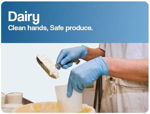 Image of Gloves being used in a dairy environment