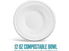 Perk Compostable Paper Bowls, 12 Oz., White, 750/Carton (FS-B12W) - VizoCare