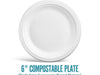 Perk Compostable Paper Plates, 6”, White, 250/Pack (FS-P9) - VizoCare