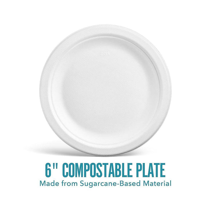 Perk Compostable Paper Plates, 6”, White, 250/Pack (FS-P9) - VizoCare