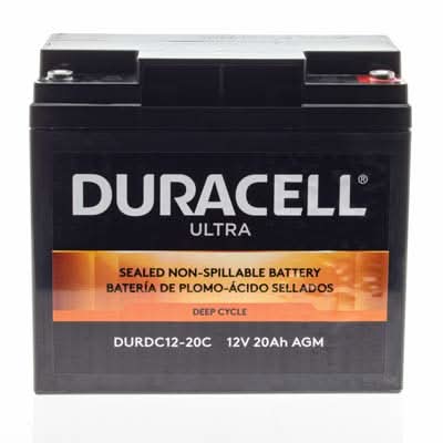 Duracell Ultra 12V 20AH Deep Cycle AGM Sealed Lead Acid (SLA) Battery with M5 Insert Terminals (VizLADC12-20C)