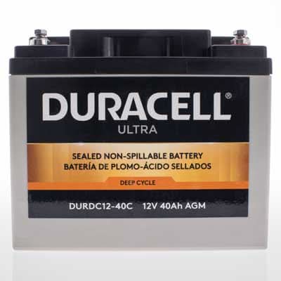 Duracell Ultra 12V 40AH Deep Cycle AGM Sealed Lead Acid Battery with M6 Insert Terminals (VIZDC12-40)