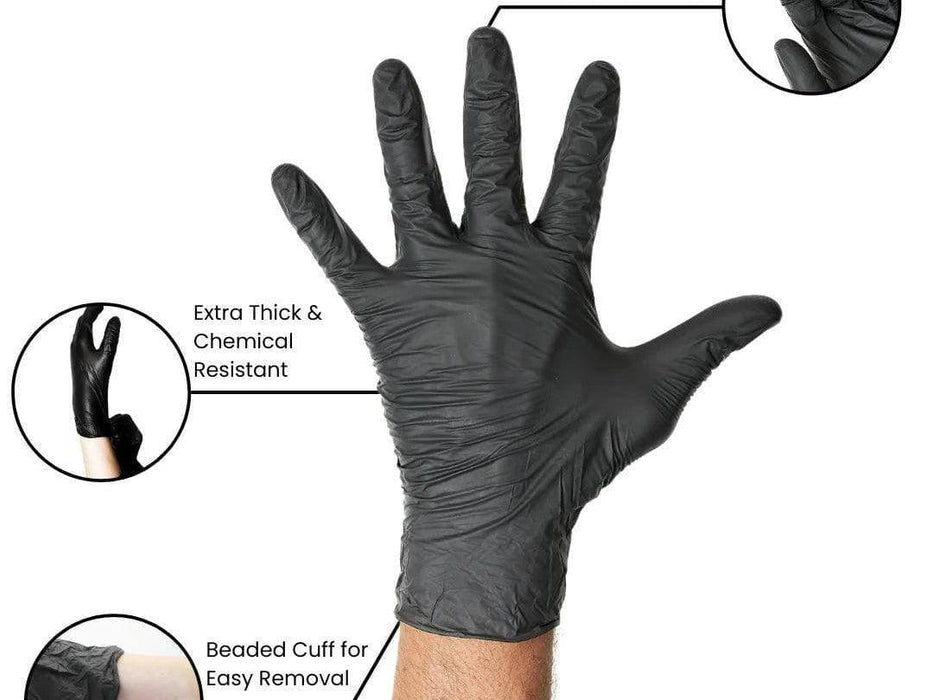 CarePlus ShieldCare 5 Mil Black Nitrile Industrial Gloves, Case of 1000 pcs. (MG-C25B) - VizoCare