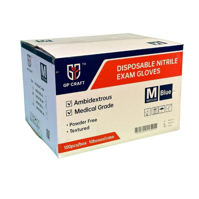 GP Craft 5.5 MIL Blue Nitrile Exam Gloves, Case of 1000 pcs. (MG-G25) - VizoCare
