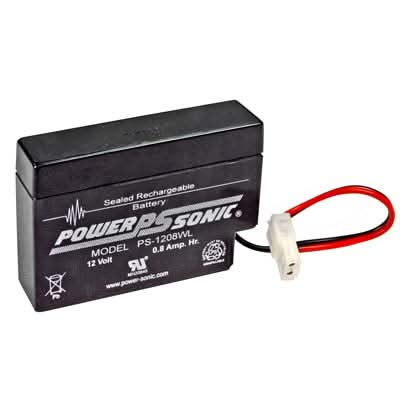 Power Sonic 12V .8AH AGM Sealed Lead Acid Battery with WL Terminals (VIZPS-1208WL)