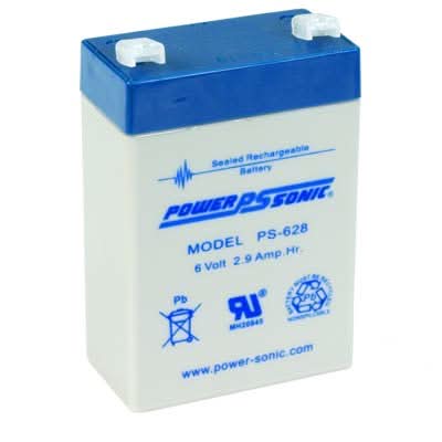 Power Sonic 6V 2.9AH AGM Sealed Lead Acid Battery with F1 Terminals (VIZOWPS-628F0)