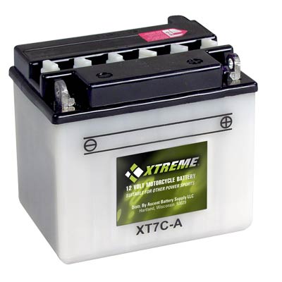 Xtreme 7C-A 12V 124CCA Flooded Powersport Battery for ATVs Motorcycles Snowmobiles