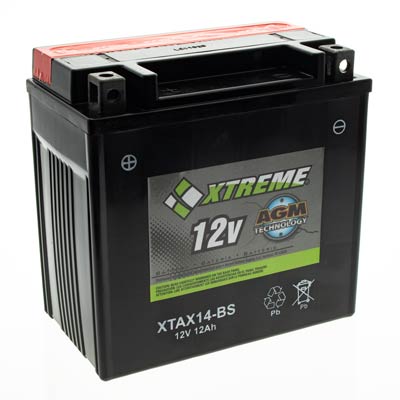 Xtreme 14-BS 12V 200CCA AGM Powersport Battery for Motorcycles, ATVs, Snowmobiles