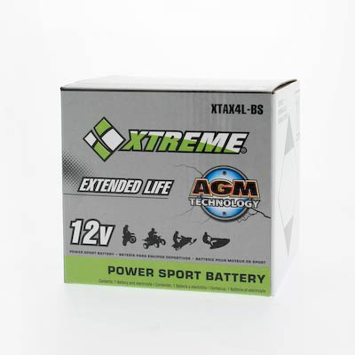 Xtreme 4L-BS 12V 50CCA AGM Powersport Battery: ATV, Motorcycle, Snowmobile Ready