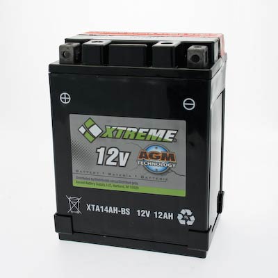 Xtreme 12V 205CCA AGM Powersport Battery for Motorcycles, ATVs, Snowmobiles