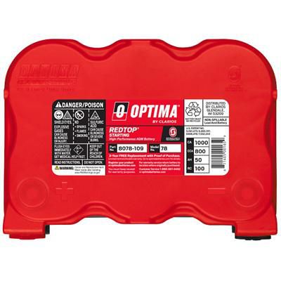 Optima Red Top 800CCA AGM Car Battery: Group 78, Powerful, Durable, Vibration Resistant