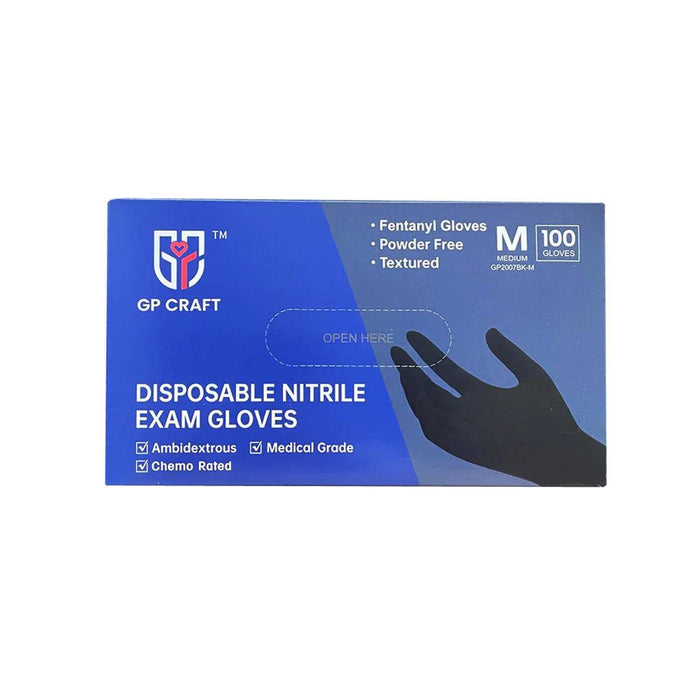 GP Craft 5.5 MIL Black Nitrile Exam Gloves Chemical-Resistant, Case of 1000 pcs. (MG-G25BF) - VizoCare