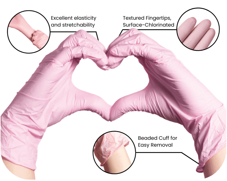 GP Craft 3.5 Mil Pink Nitrile Exam Gloves, Case of 1000 pcs. (MG-G24P) - VizoCare