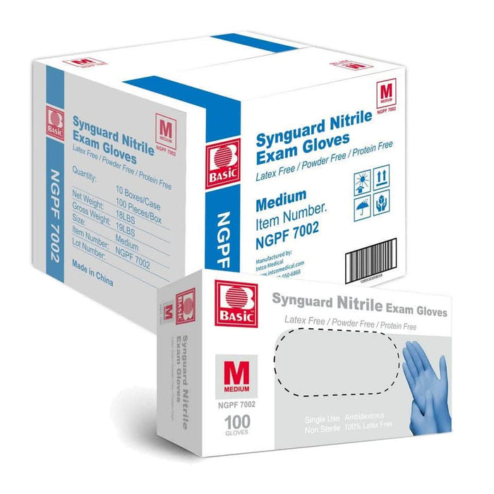 Basic Synguard 4 Mil Blue Nitrile Exam Gloves, Case of 1000 pcs. (MG-SG-24)