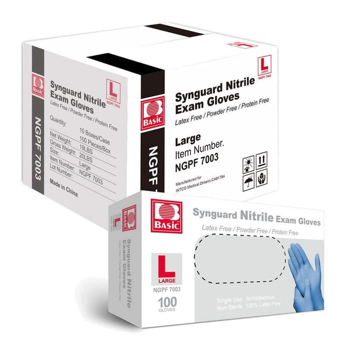 Basic Synguard 4 Mil Blue Nitrile Exam Gloves, Case of 1000 pcs. (MG-SG-24)