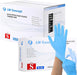 Blue nitrile exam gloves with LW Concept packaging on a white background