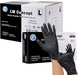 Black nitrile exam gloves with LW Concept packaging on a white background
