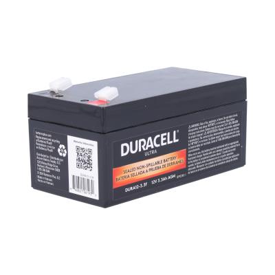 Duracell Ultra 12V 3.3AH AGM SLA Battery F1 Terminals UPS Emergency Lighting