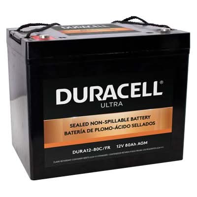 Duracell Ultra 12V 80AH General Purpose AGM Sealed Lead Acid (SLA) Battery with M6 Insert Terminals (VizLAA12-80C/FR)