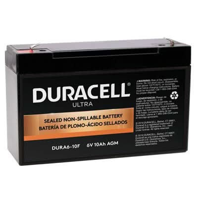 Duracell Ultra 6V 10AH General Purpose AGM Sealed Lead Acid (SLA) Battery with F1 Terminals (VizLAA6-10F)