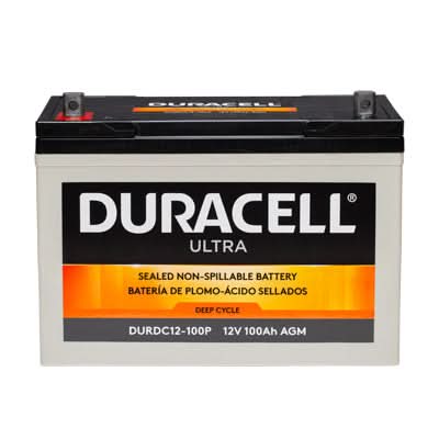 Duracell Ultra 12V 100AH Deep Cycle AGM Sealed Lead Acid (SLA) Battery with P Terminals (VizKDC12-100P)