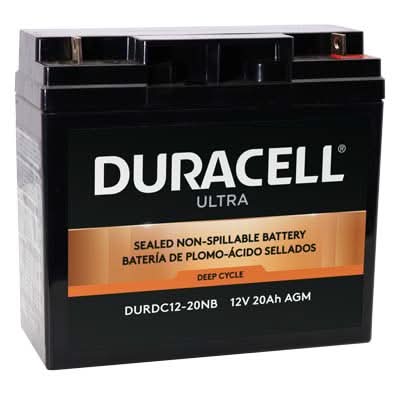 Duracell Ultra 12V 21.40AH Deep Cycle AGM Sealed Lead Acid Battery with M6 Nut and Bolt Terminals (VizKDC12-20NB)