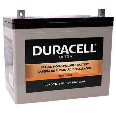 Duracell Ultra 12V 80AH Deep Cycle AGM Sealed Lead Acid (SLA) Battery with P Terminals (VizKDC12-80P)