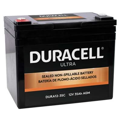Duracell Ultra 12V 35AH General Purpose AGM Sealed Lead Acid (SLA) Battery with M6 Insert Terminal (VizLAA12-35C)