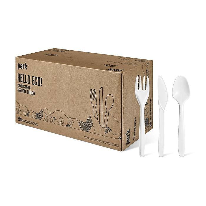 Perk White Assorted Compostable Cutlery Pack