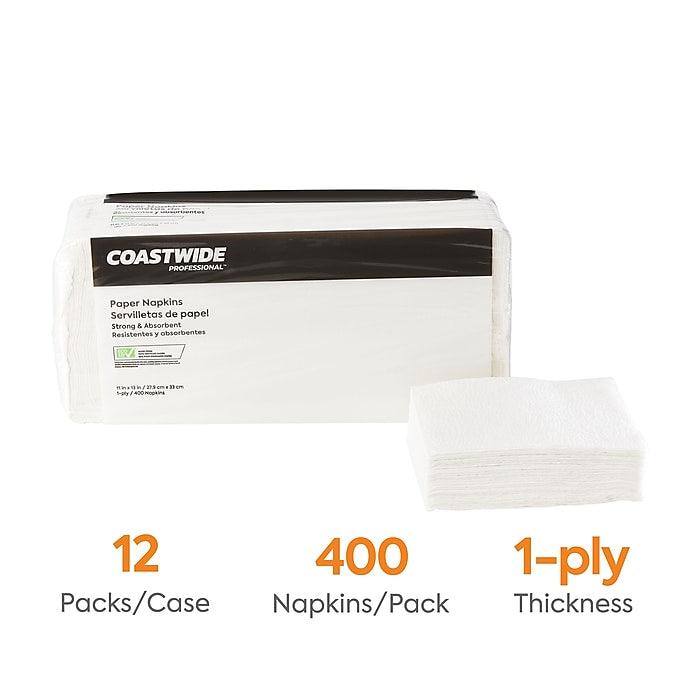 Coastwide Professional Recycled Napkin, 1-Ply, 400/Pack (FS-NS4800) - VizoCare