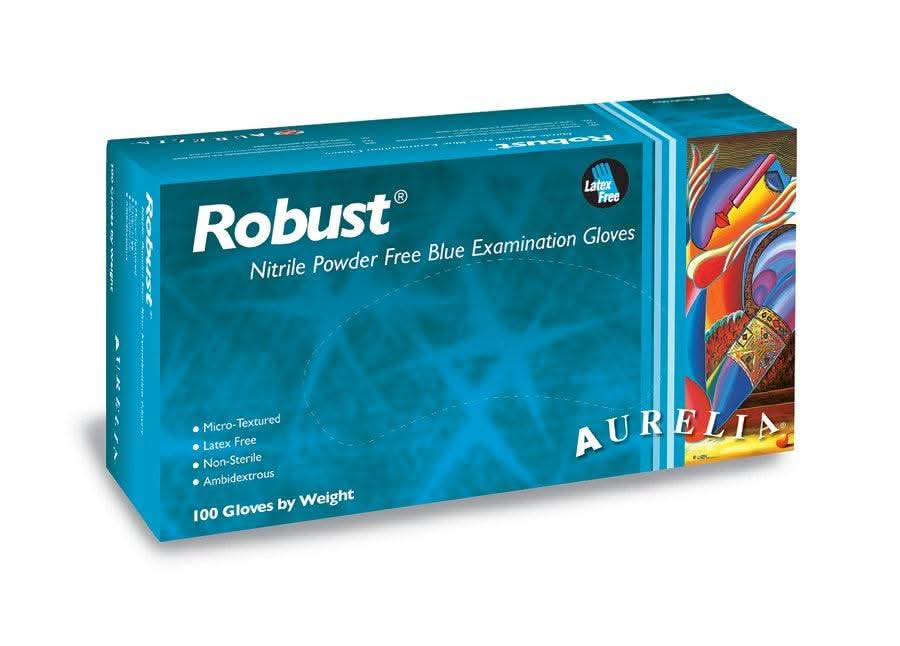 Robush Powder Aurelia Robust 5.5 Mil Blue Nitrile Powder Free Exam Gloves – VizoCare
