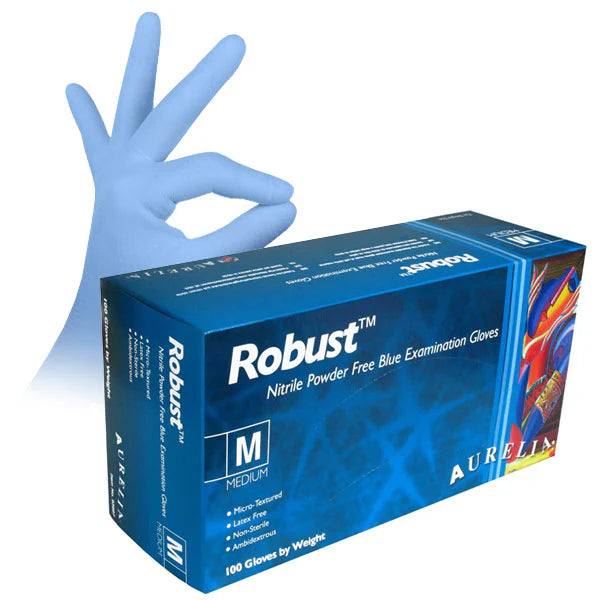 Aurelia Robust 5.5 Mil Blue Nitrile Powder Free Exam Gloves (MG-SR25F)