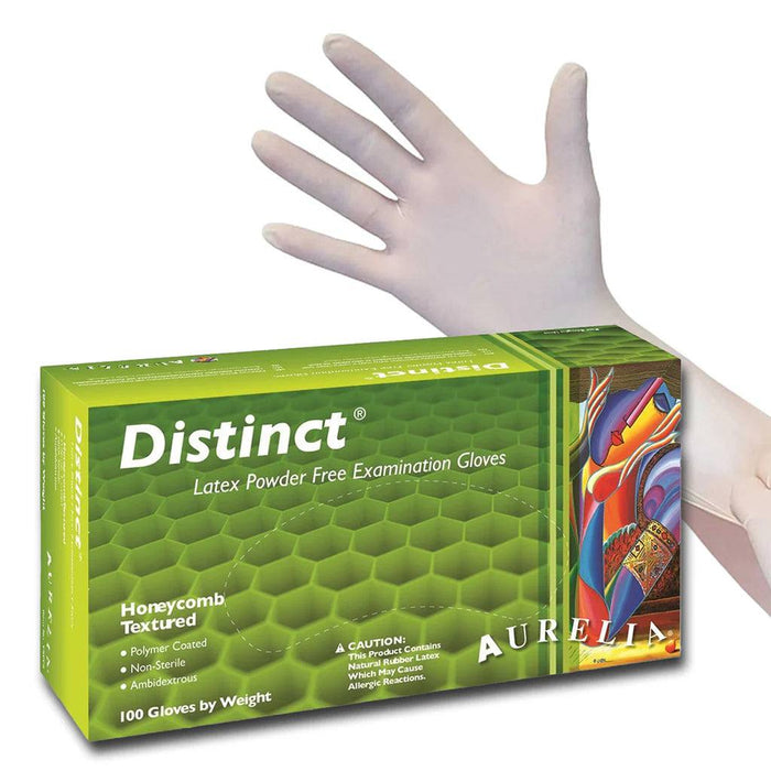 Aurelia Distinct 6 Mil White Latex Honey Comb Textured Exam Gloves (MG-SD36W)
