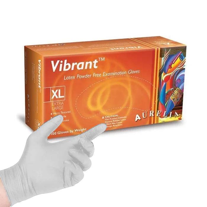 Aurelia Vibrant Micro-textured 5.5 Mil Powder Free Latex Exam Gloves (MG-SV35W)