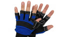Blue and black Tuff Gard Synthetic Leather Fingerless Mechanic Glove  on a white background