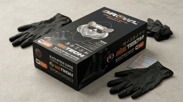 GROWL BLACK 4MIL INDUSTRIAL NITRILE CHEMO- FENTANYL GLOVES (MG-GR24BF)