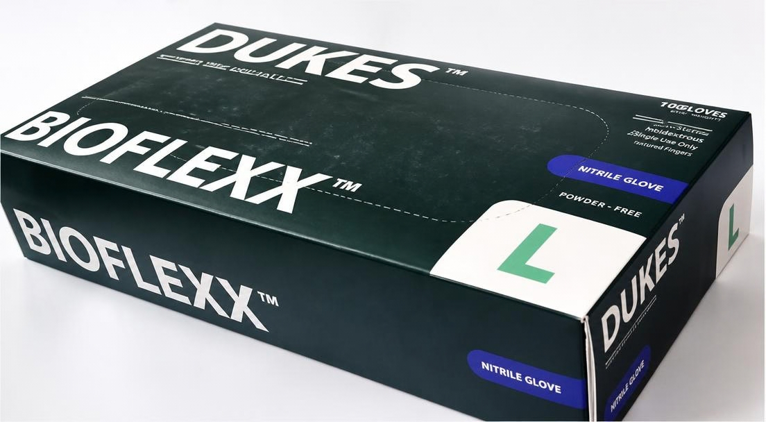 Dukes BioFlexx Navy Blue Nitrile Exam Gloves, 4 mil