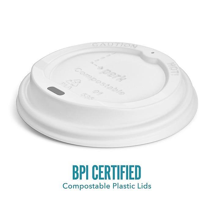 Perk Compostable Plastic Hot Cup Lid White, 500/Cart (FS-CL16PL) - VizoCare