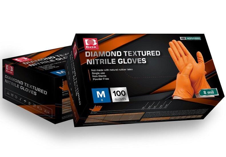 INTCO 8 Mil Diamond Textured Orange Nitrile Gloves, Case of 1000 pcs. (MG-I8O) VizoCare 