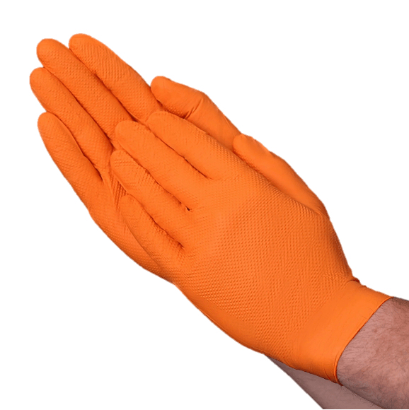 Diamond Orange Nitrile, 8 mil Diamond Textured Gloves (MG-D28O)