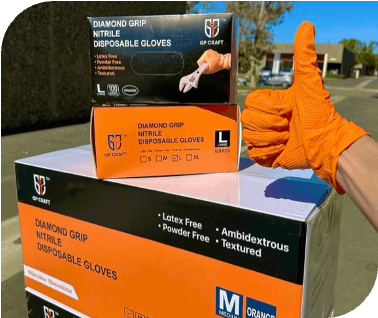 Diamond Orange Nitrile, 8 mil Diamond Textured Gloves (MG-D28O)