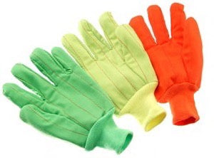 GC020-TCPD Men's Fluorescent Green Corduroy Double Palm Gloves with Knit Wrist