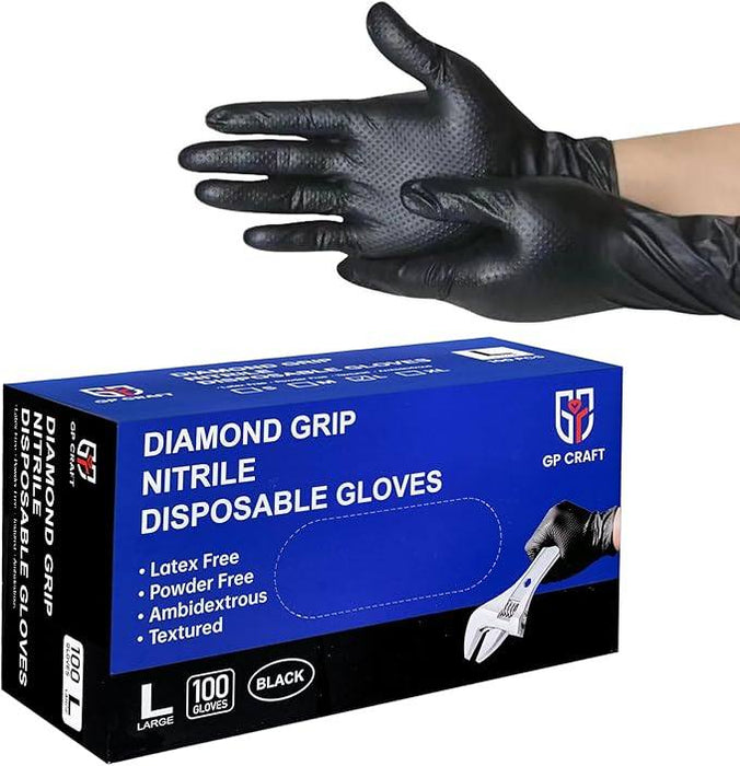 GP Craft 8 Mil Black Nitrile Powder-Free Gloves (MG-G28B)