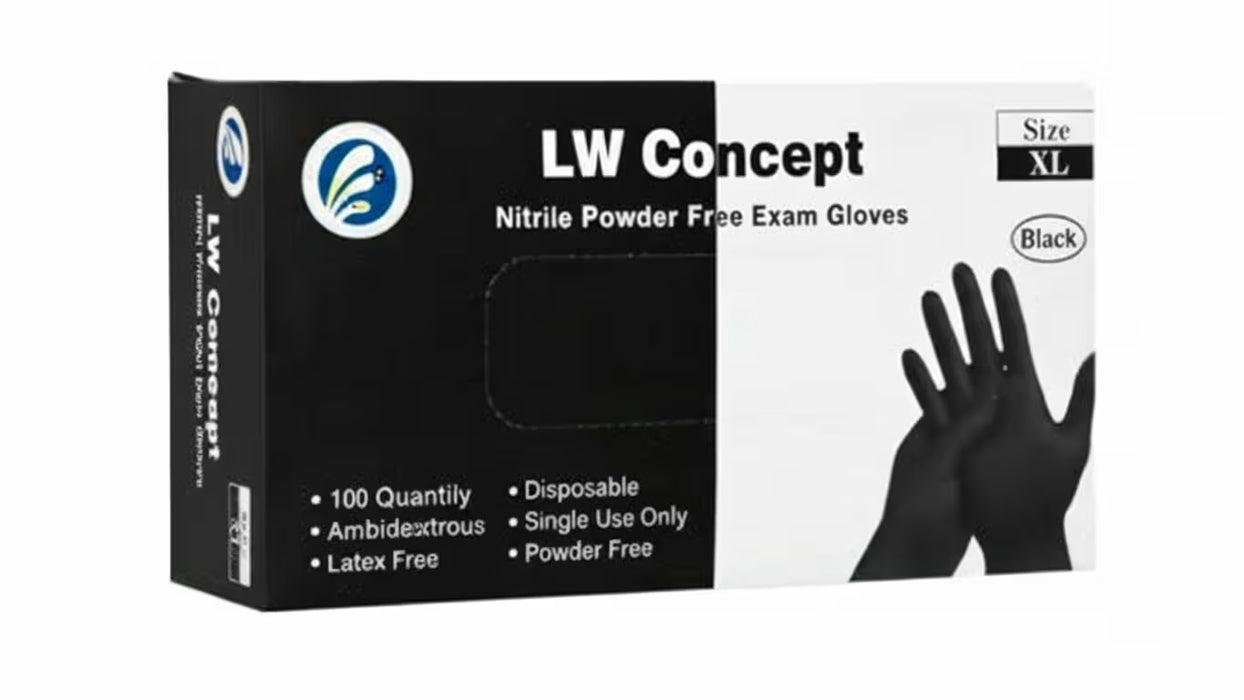 Lw Concept 5 Mil Black Nitrile Exam Gloves (MG-LW25BF)