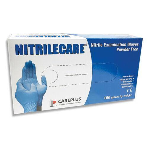 CarePlus 4 Mil Blue Nitrile Chemo Exam Gloves, Case of 1000 pcs. (MG-C24) - VizoCare
