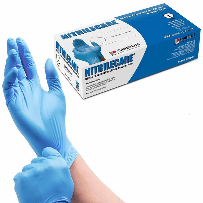 CarePlus 4 Mil Blue Nitrile Chemo Exam Gloves, Case of 1000 pcs. (MG-C24) - VizoCare