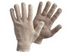 Pair of beige gloves with textured palm on a white background
