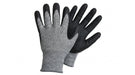 Pair of black and gray gloves on a white background