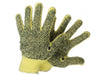 Pair of yellow and black gloves on a white background