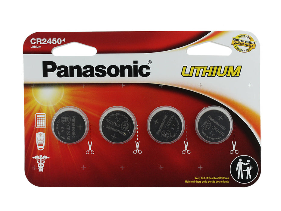 Panasonic CR2450 3V Lithium Coin Cell Battery 4 Pack